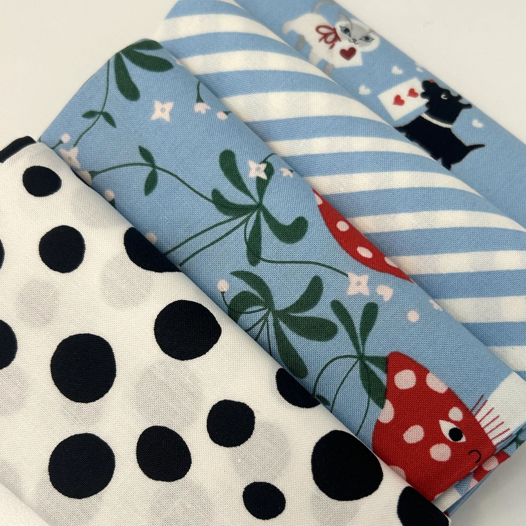 Funny Valentine Custom Fat Quarter Bundle Blue by Lizzy House for Moda Fabrics | 4 FQs | Curated Bundle