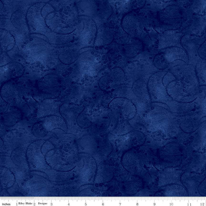 Sale! Painter's Watercolor Royal Blue Swirl Yardage by J Wecker Frisch for Riley Blake Designs | C680 ROYAL