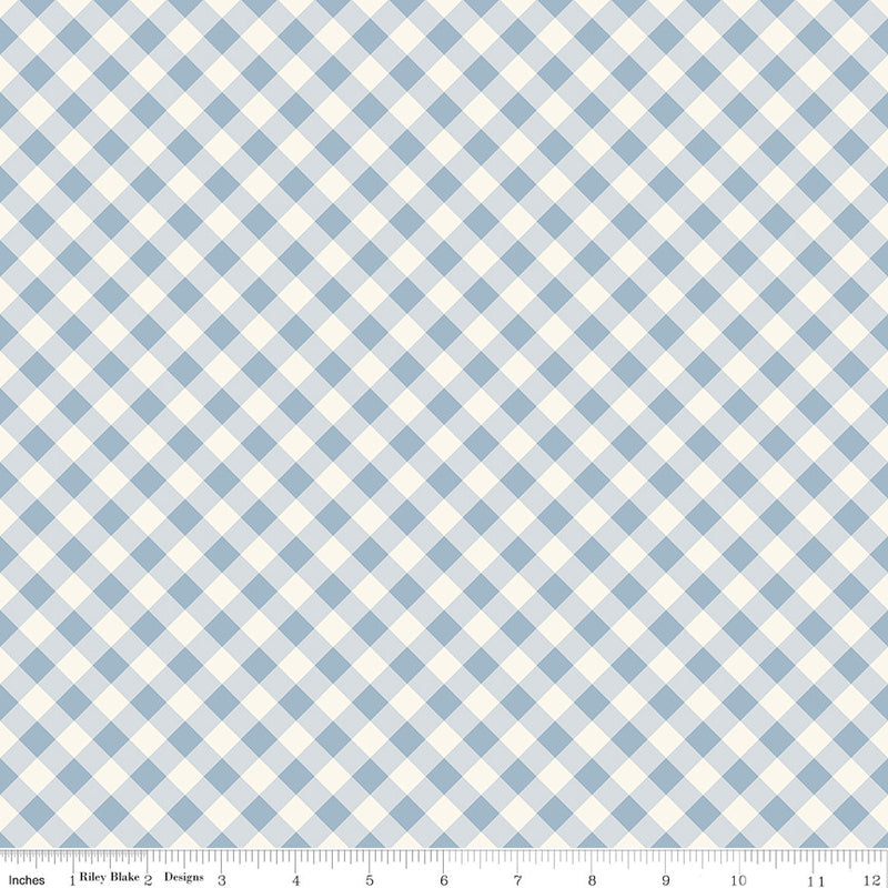 Freedom Garden Gingham Sky Yardage by My Mind's Eye for Riley Blake Designs | C15624-SKY