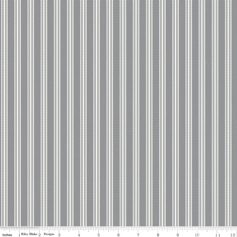 Midnight Meadow Stripes Gray Yardage by My Mind's Eye for Riley Blake Designs | C15323-GRAY