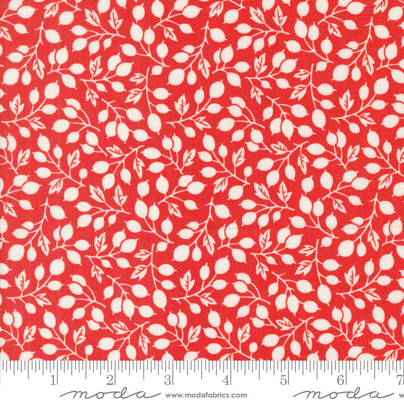 Portofino Olive Branch Pomegranate Yardage by Fig Tree & Co for Moda Fabrics | 35393 16