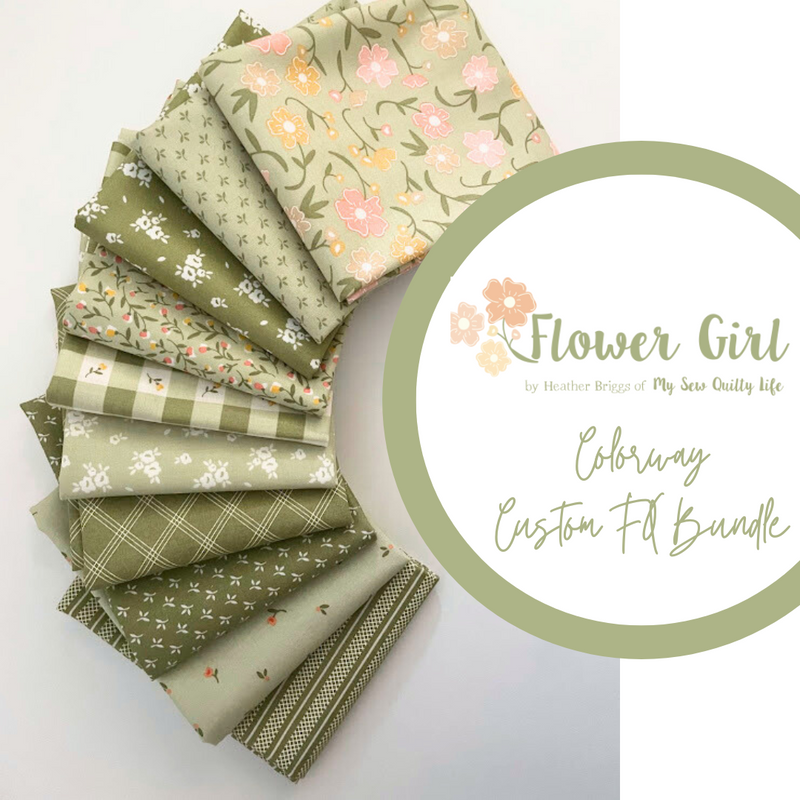 Flower Girl Sage Colorway Fat Quarter Bundle by Heather Briggs of My Sew Quilty Life | Custom Bundle | 6 FQs