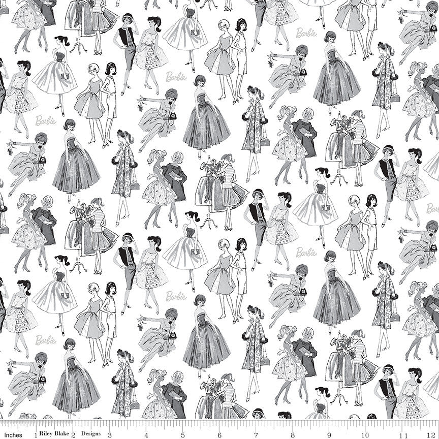 Barbie Vintage Tonal White Yardage by Riley Blake Designs | C16892-WHITE