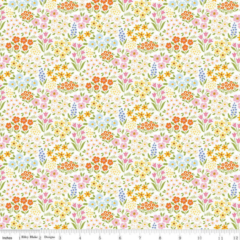 Little Darlin' Floral Fields Cream Yardage by the RBD Designers for Riley Blake Designs | C16971-CREAM