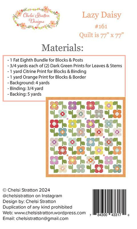 Lazy Daisy Quilt Pattern by Chelsi Stratton of Sherri & Chelsi | Quilt Size 77" x 77" | CSD 161