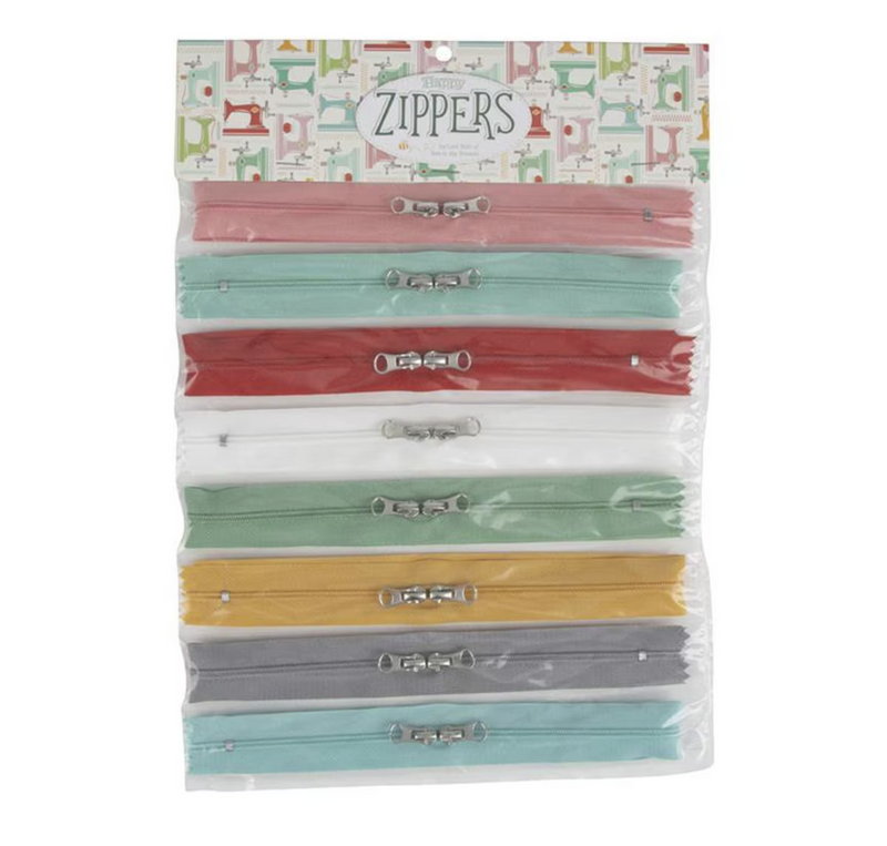 Happy Zippers Lori Holt Bee in My Bonnet Lori Holt Zipper 8 Colorful Zippers in 8 Colors ST-22902