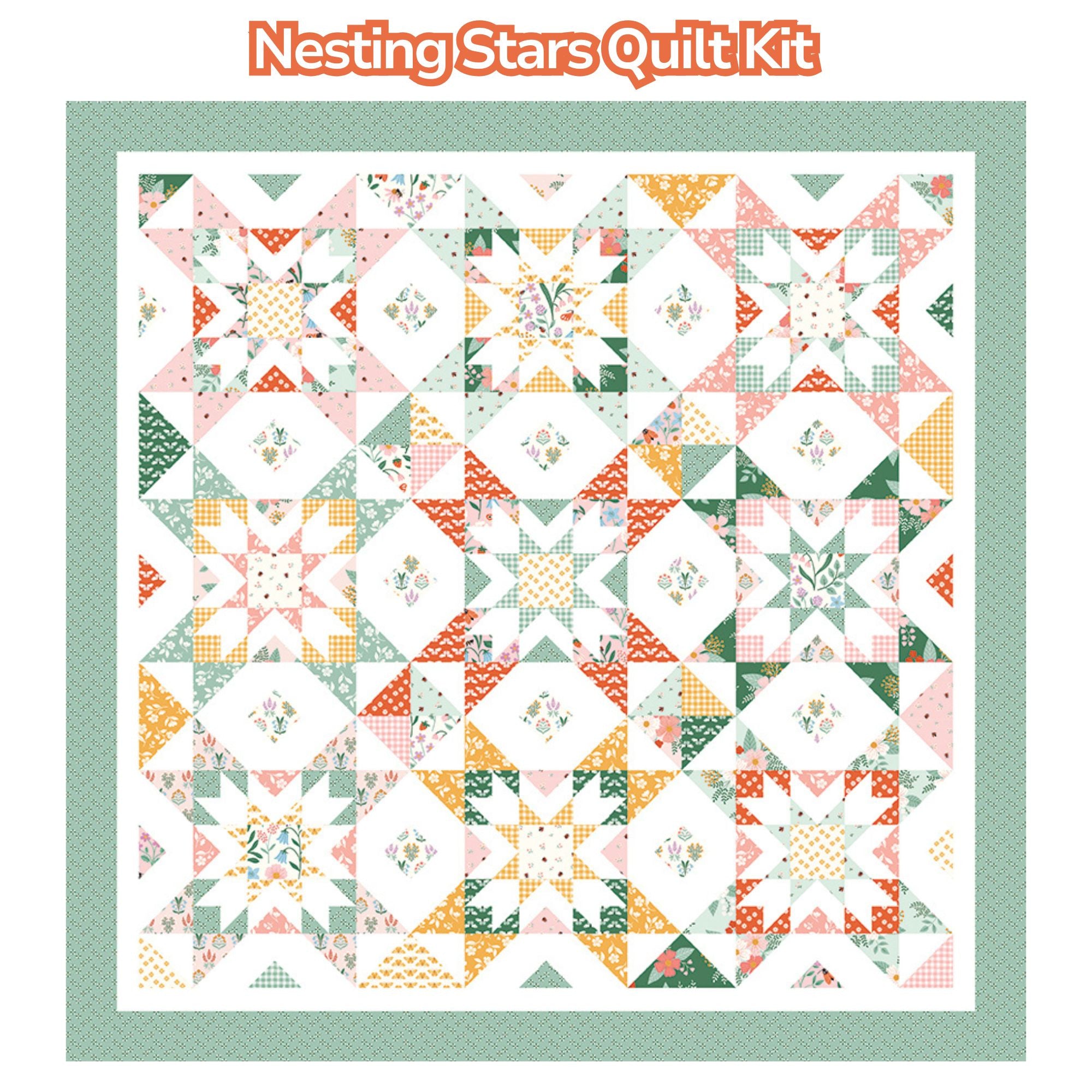 Nesting Stars Custom Quilt Kit With Meadow Moments by Little Forest Atelier for Riley Blake Designs | Quilt Size 64" x 64"