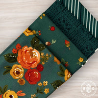 Happy Fall Days Custom Fat Quarter Bundle Teal by Kelsey Carlson for Riley Blake Design | 4 Precut Fat Quarters