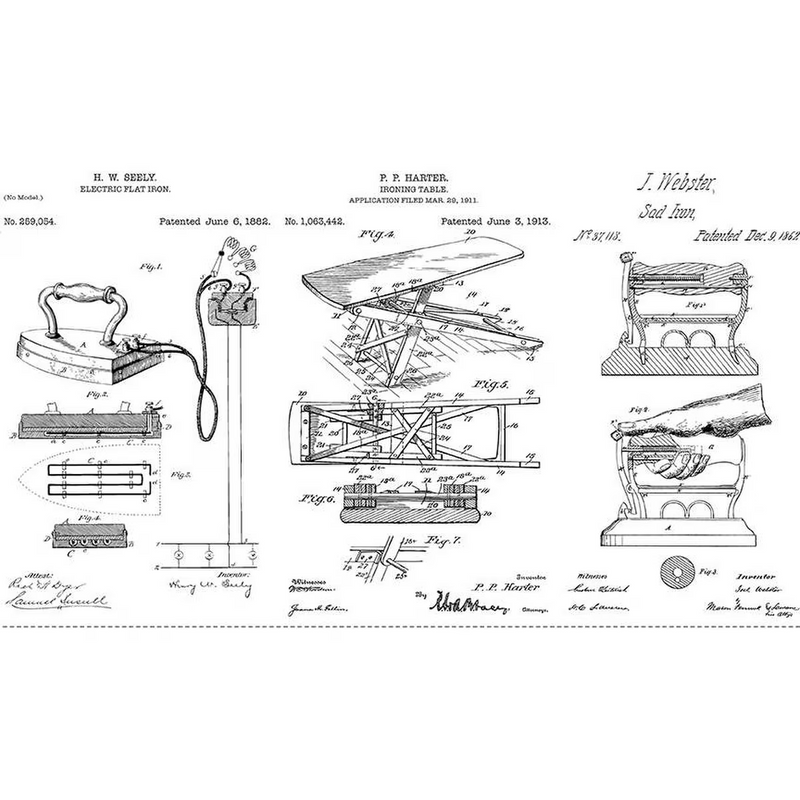 Press On Pressed Patents Panel White by J. Wecker Frisch for Riley Blake Designs Digitally Printed Panel | P15253-WHITE