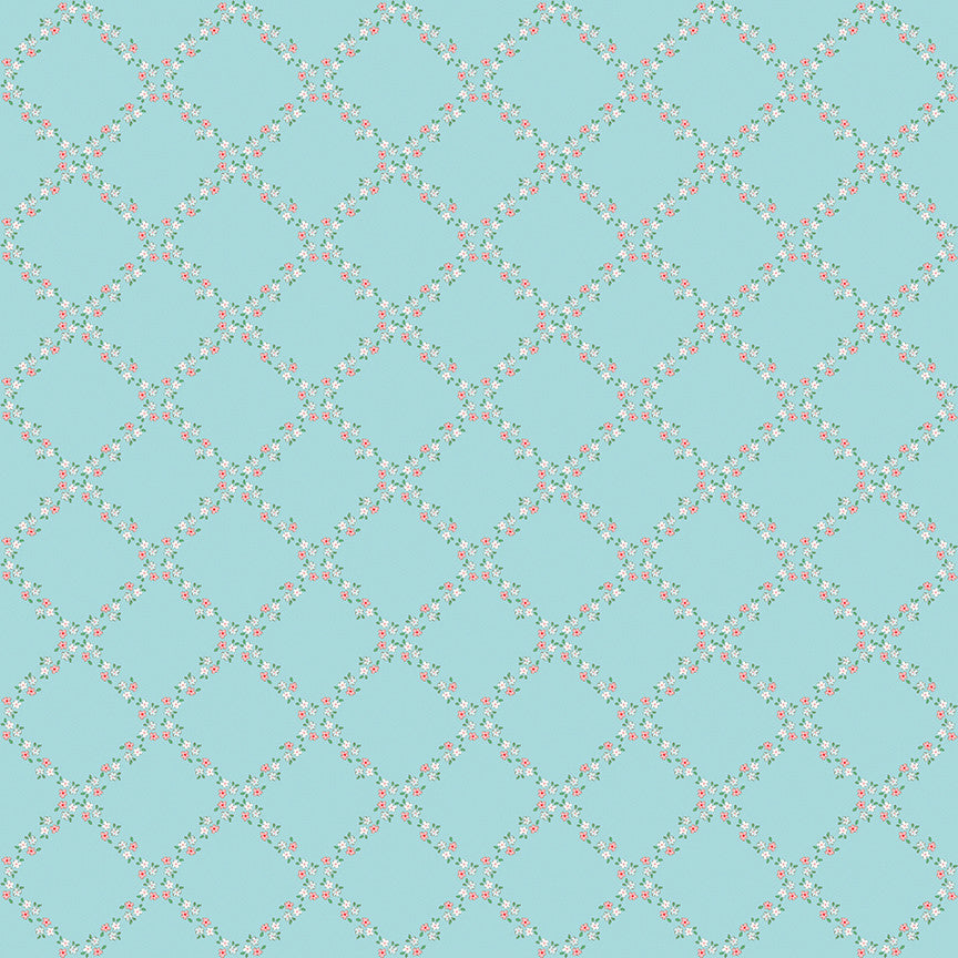 Whimsical Woodland Lattice Aqua Yardage by Tasha Noel for Riley Blake Designs | C17643-AQUA