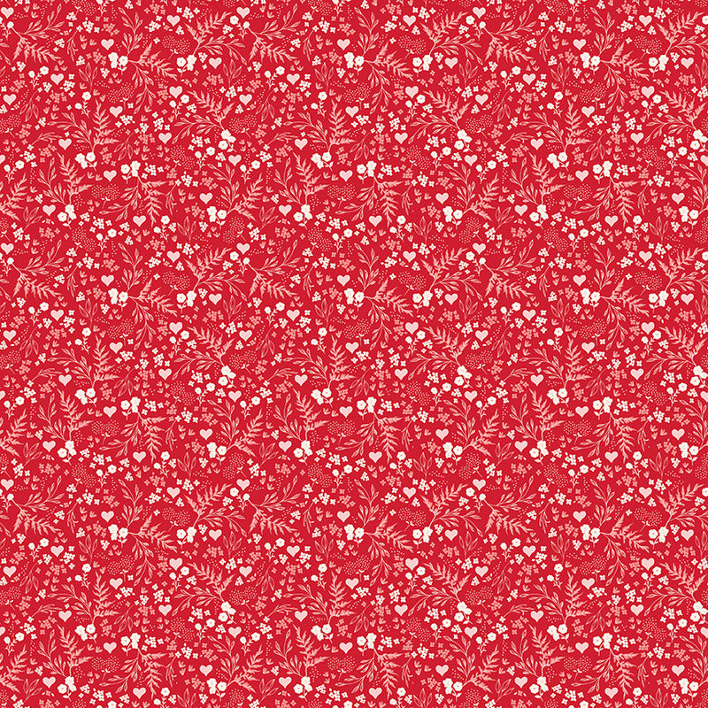 Letters to Cupid Ditsy Floral Red Yardage by My Mind's Eye for Riley Blake Designs | C16984-RED