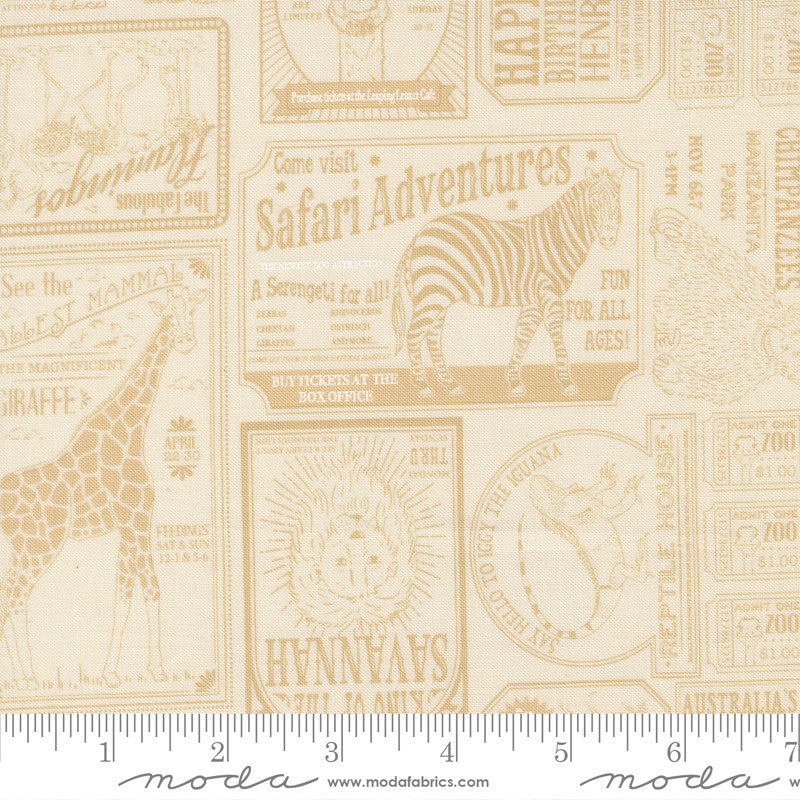 Animal Park Fun Vintage Zoo Dove Natural Yardage by Stacy Iest Hsu for Moda Fabrics | 20965 21