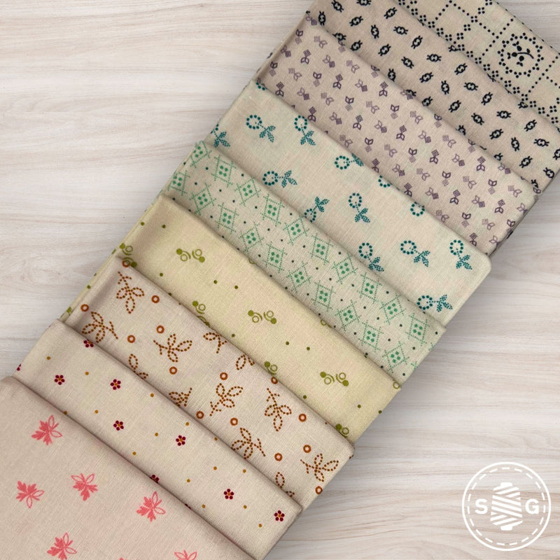 Gentler Times Custom Fat Quarter Bundle Low Volume Backgrounds by Lori Holt of Bee in My Bonnet  | 9 Fat Quarters