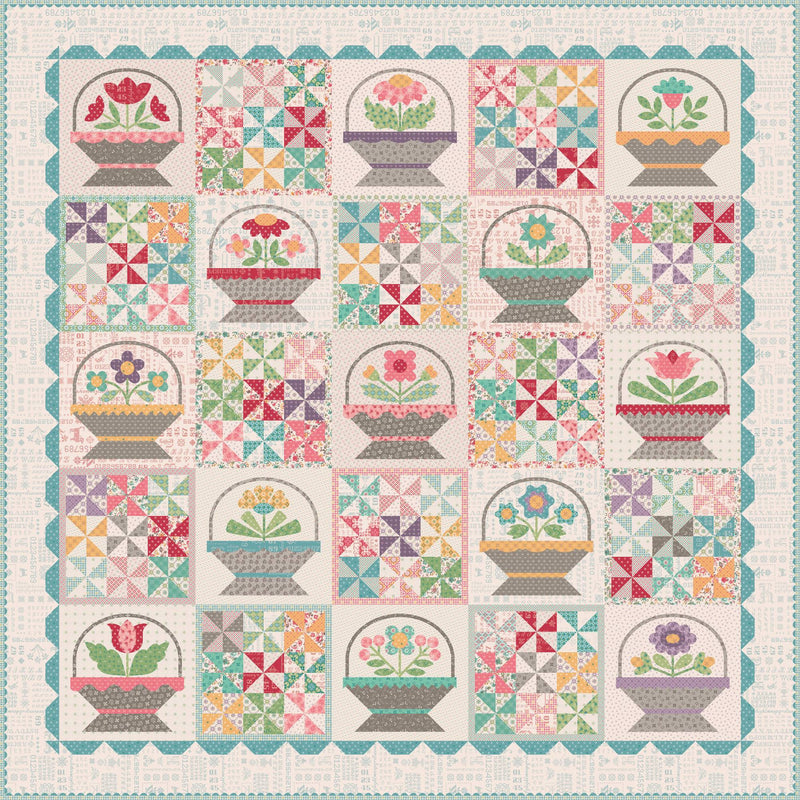 PRESALE Flower Basket Sampler Sew Along Custom Quilt Kit by Lori Holt for Riley Blake Designs | Featuring Piece and Plenty | SHIPS DEC 2024