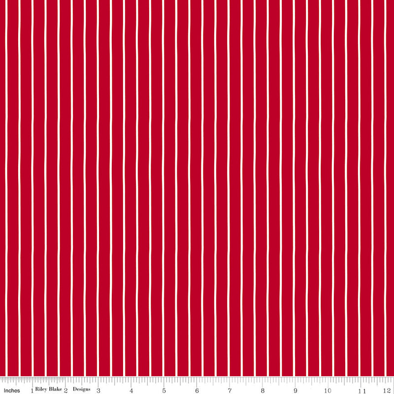 PRESALE Radiant Ruby Stripe Schoolhouse Yardage by Dani Mogstad for Riley Blake Designs | C17264-SCHOOLHOUSE