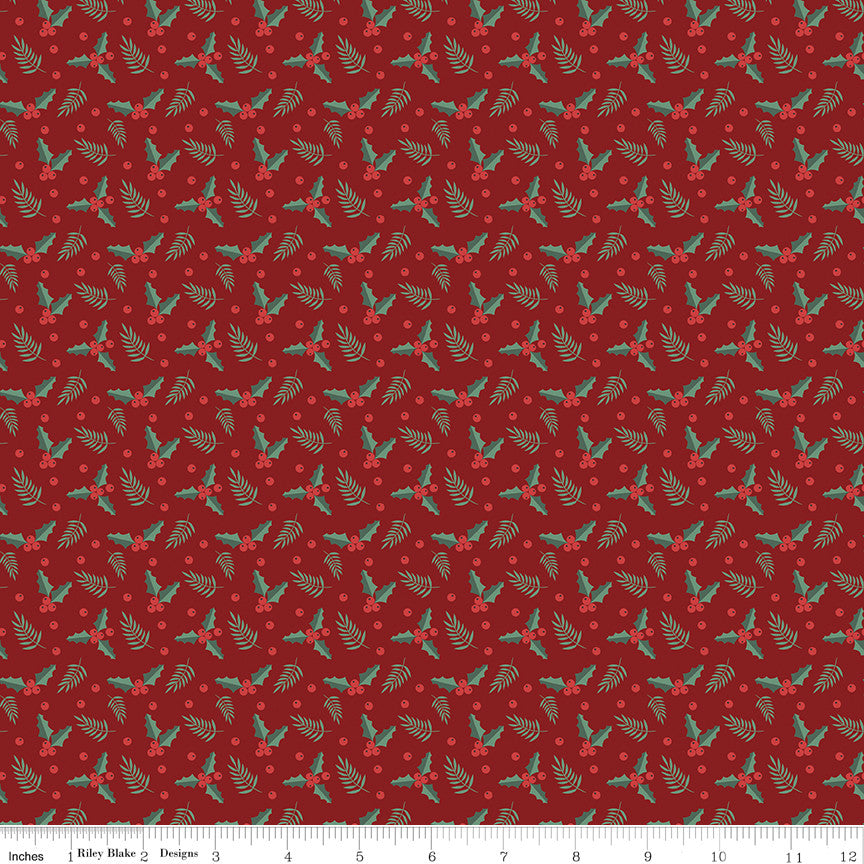 PRESALE Evergreen Wishes Holly Berries Red Yardage by Traci Reed for Riley Blake Designs | C17814-RED