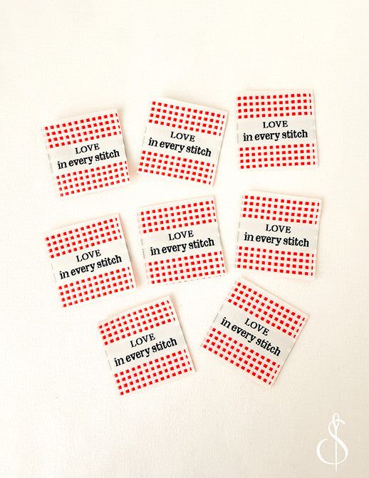 Minki Kim Check Love Woven Labels | 8 Woven Labels | P178-SIWL15