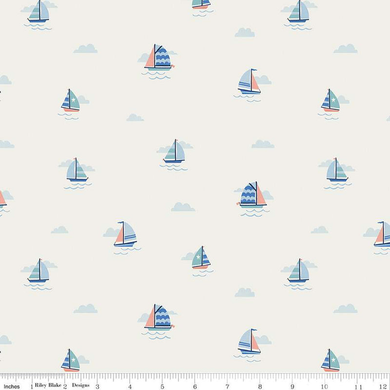 Lost at Sea Off White Set Sail Yardage by Natalia Juan Abello for Riley Blake Designs | C13403 OFFWHITE