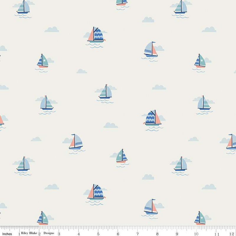 Lost at Sea Off White Set Sail Yardage by Natalia Juan Abello for Riley Blake Designs | C13403 OFFWHITE Low Volume Background Fabric