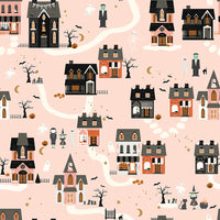 Frank and Friends Houses Pink Yardage by My Mind's Eye for Riley Blake Designs | C17471-PINK