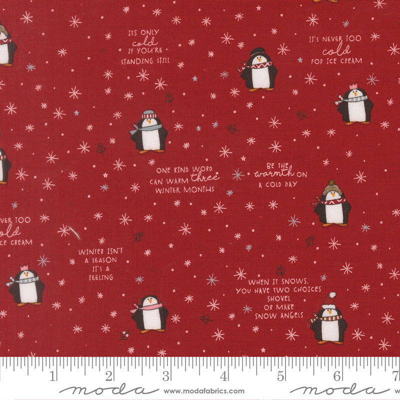 PRESALE Chilly Mr Penguin Red Yardage by Sweetwater for Moda Fabrics | 55711 12