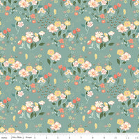 New Beginnings Floral Teal Yardage by Sandy Gervais for Riley Blake Designs | C15751-TEAL