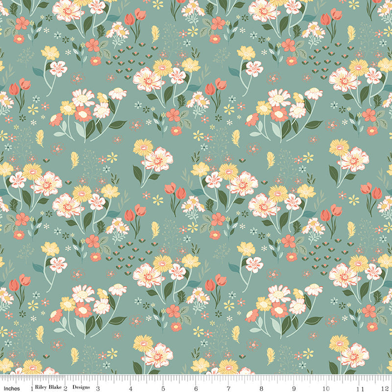 PRESALE New Beginnings Floral Teal Yardage by Sandy Gervais for Riley Blake Designs | C15751-TEAL