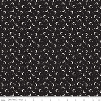 Frank and Friends Moon & Stars Black Glow in the Dark Yardage by My Mind's Eye for Riley Blake Designs | GC17477-BLACK