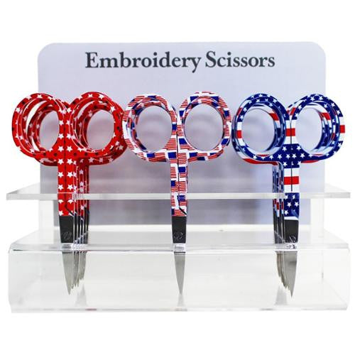Patriotic Designer Embroidery Scissors | 3.5" Stars and Stripes Designs | 3 Choices