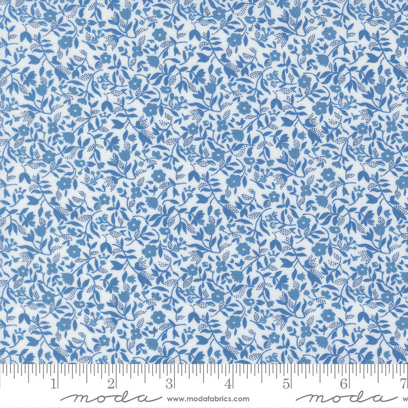 PRESALE Blueprint Frolic White Blue Yardage by Camille Roskelley for Moda Fabrics | 55335 11