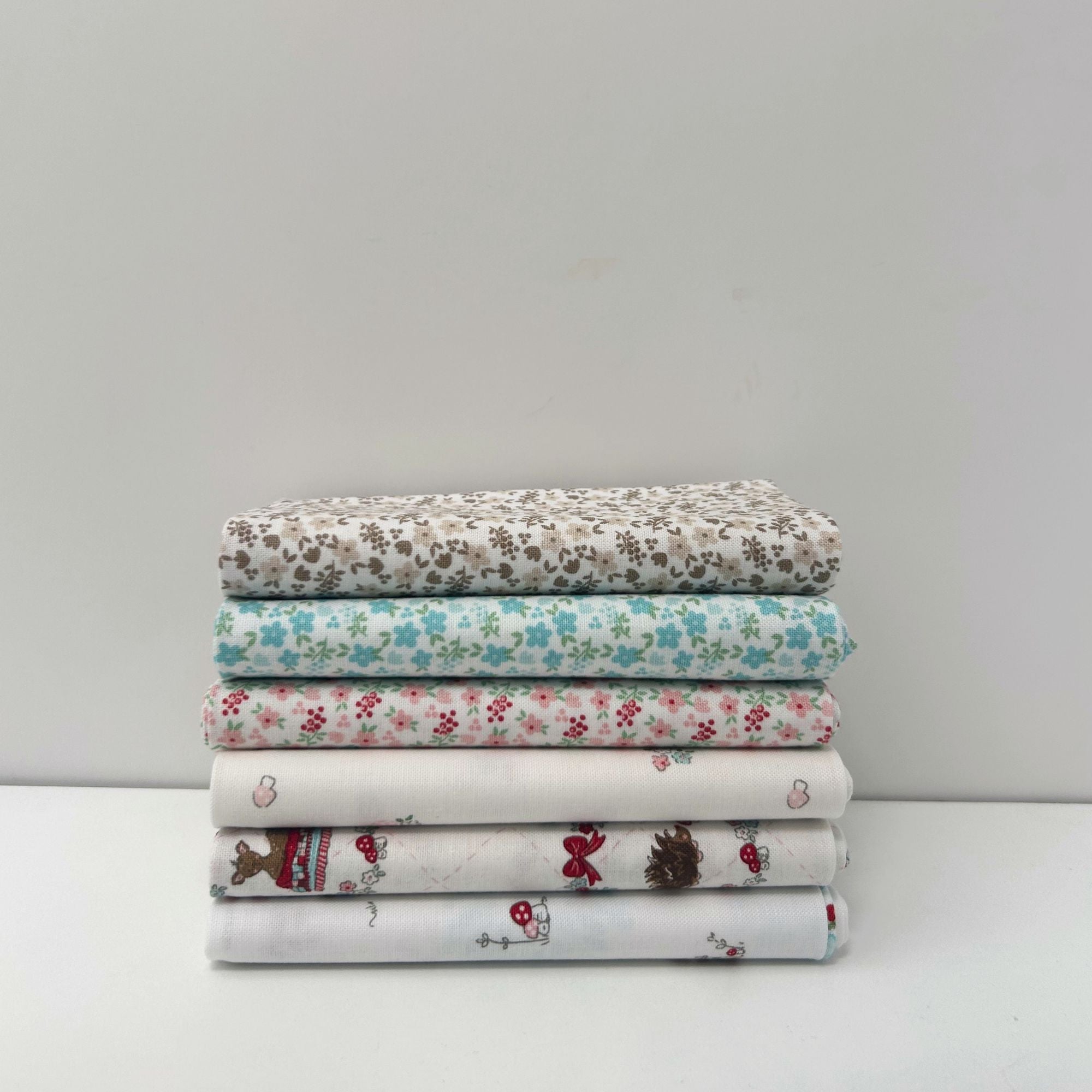 Whimsical Woodland Custom Fat Quarter Bundle White Florals by Tasha Noel for Riley Blake Designs | 6 FQs | Curated Bundle