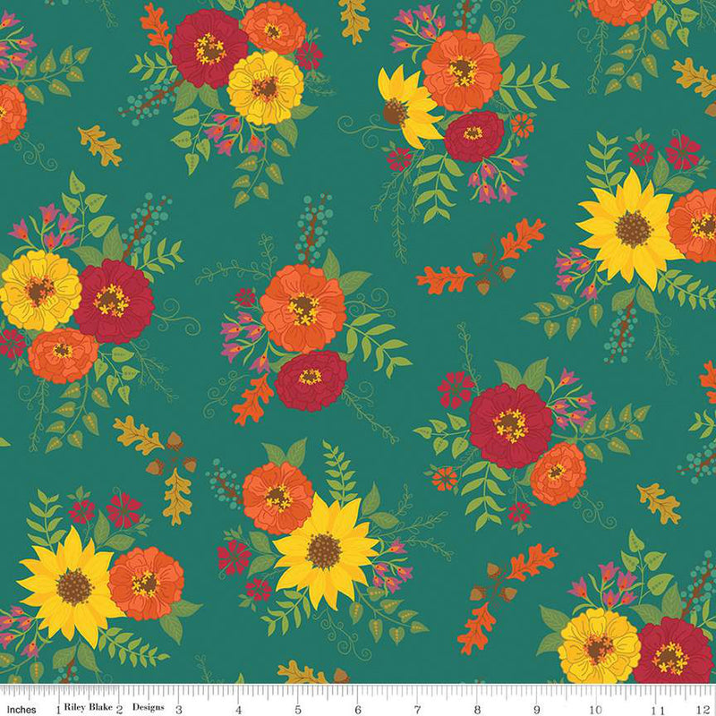 Autumn Afternoon Main Teal Yardage by Heather Peterson for Riley Blake Designs C14870-TEAL