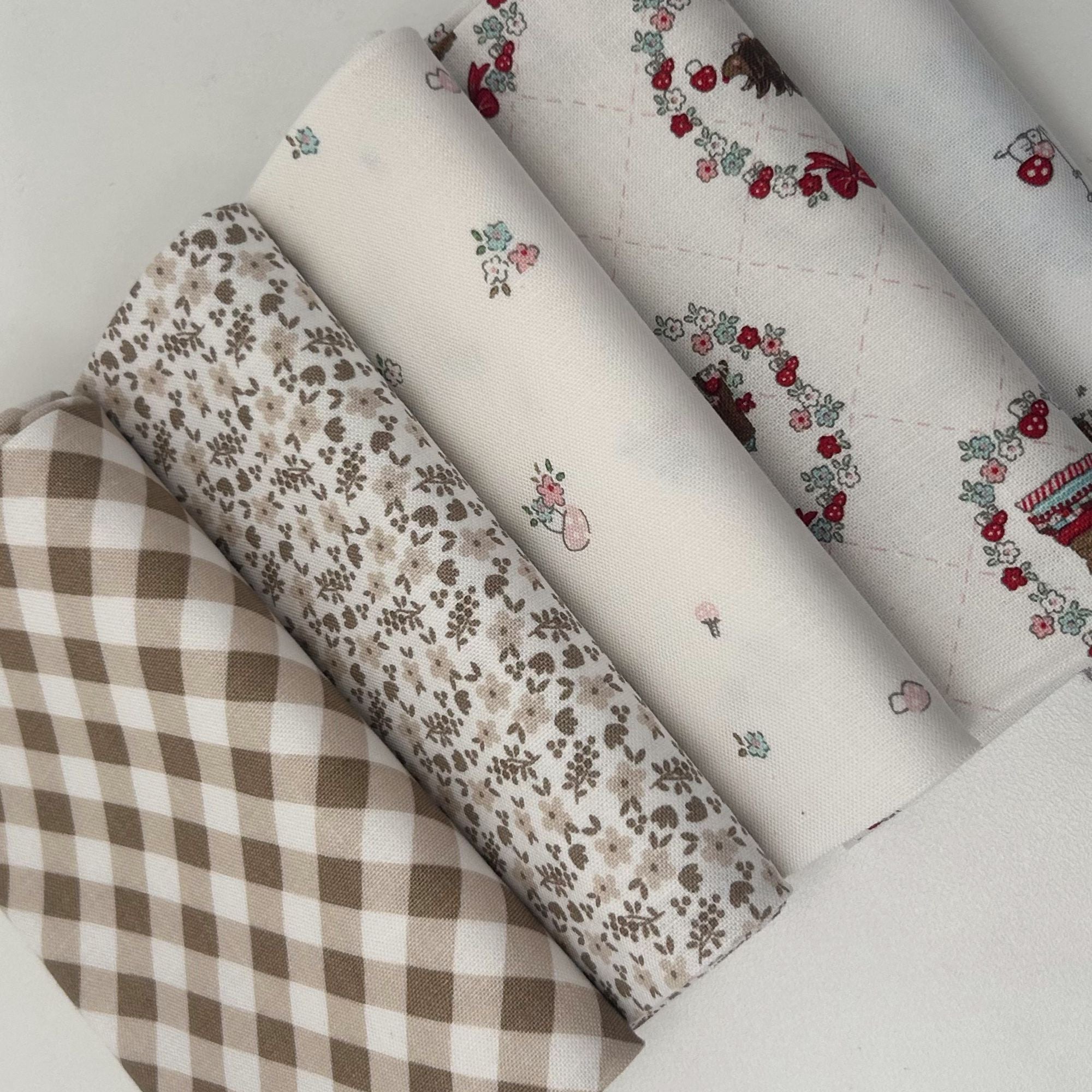 Whimsical Woodland Custom Fat Quarter Bundle White Natural by Tasha Noel for Riley Blake Designs | 5 FQs | Curated Bundle