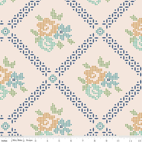 Mercantile Wide Back Blue Adore Yardage by Lori Holt for Riley Blake Designs | WB14408 BLUES 2/3 yard Remnant