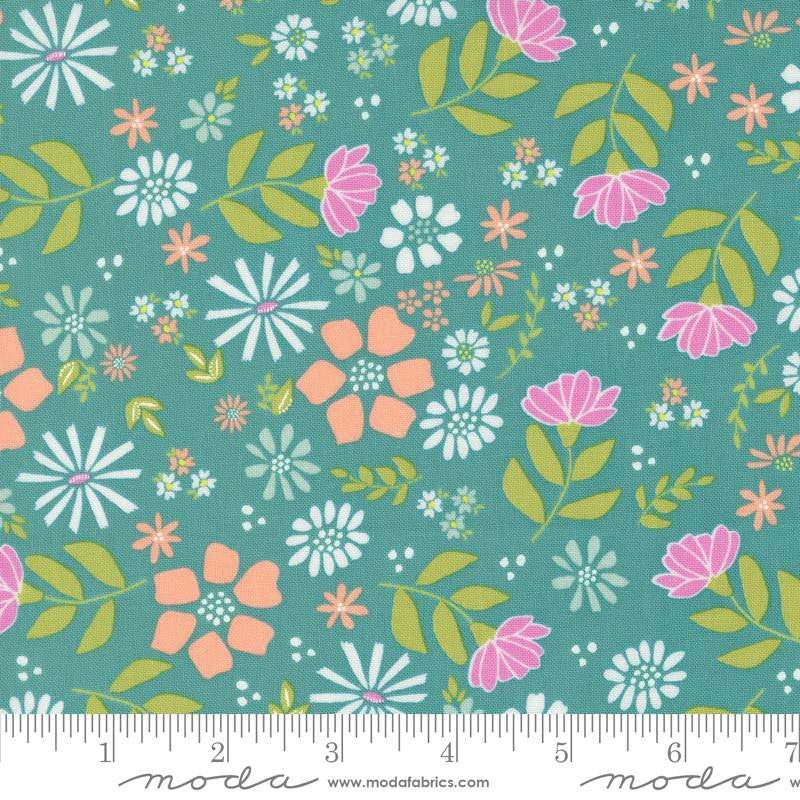 Laguna Sunrise Wild Rose Teal Yardage by Sherri & Chelsi for Moda Fabrics | 37680 18