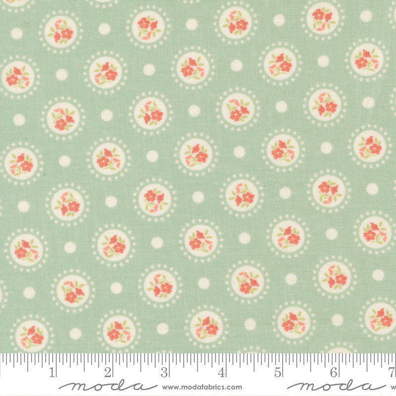 PRESALE Sunbonnet Flower Dots Dusty Blue Yardage by Heather Briggs of My Sew Quilty Life for Moda Fabrics | 31762 21