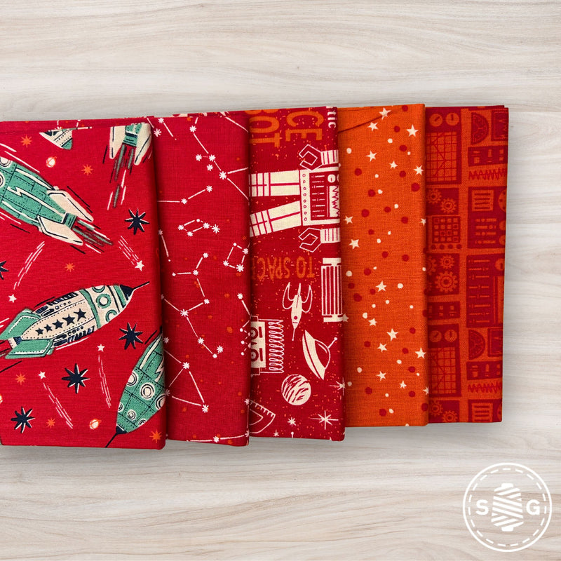 321 Blast Off Galaxy Custom Fat Quarter Bundle Mars Saturn by Stacy Iest Hsu for Moda Fabrics | 5 Fat Quarters