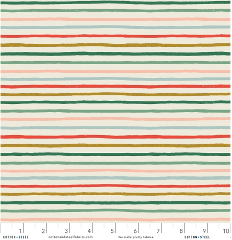 Rifle Paper Holiday Classics Multi Metallic Festive Stripe Yardage for Cotton and Steel | RP609-MU1M | REMNANT FAT QUARTER