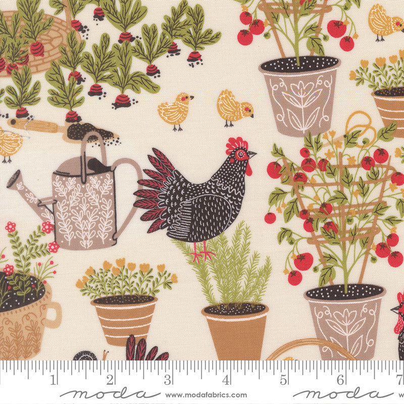 PRESALE The Henhouse Chicken Garden Cloud Yardage by Gingiber for Moda Fabrics | 48430 11