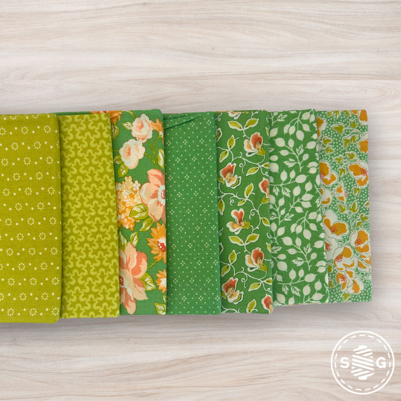 Portofino Custom Fat Quarter Bundle Green by Fig Tree & Co for Moda Fabrics | 7 Fat Quarters