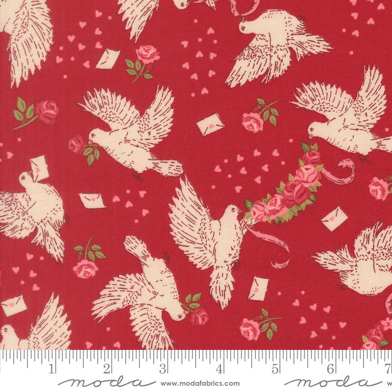 PRESALE Je T'aime Doves True Love Rose Yardage by Stacy Iest Hsu for Moda Fabrics | 20992 17