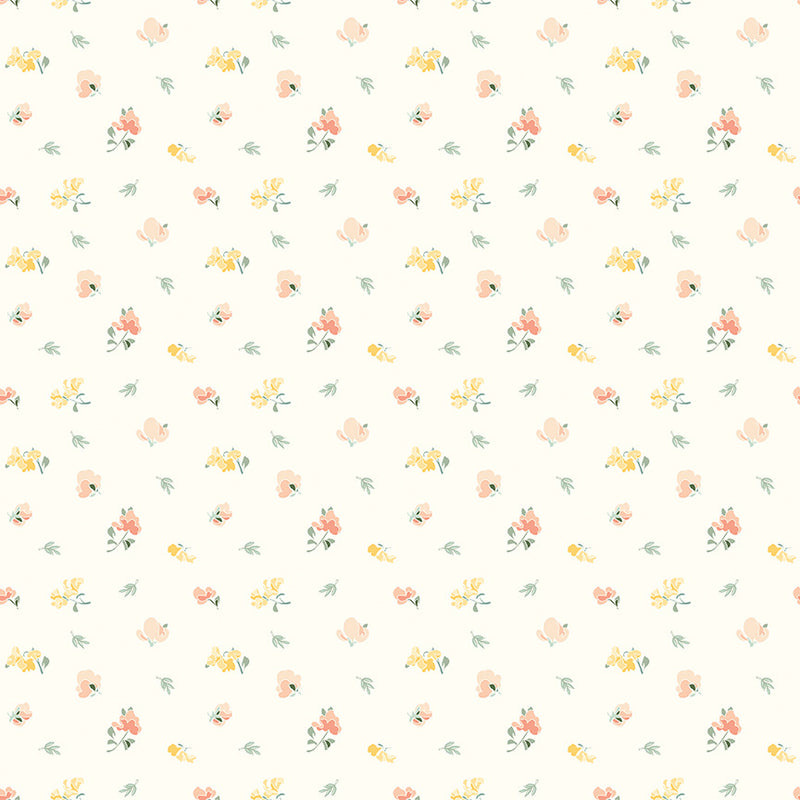 New Beginnings Sweet Peas Cream Yardage by Sandy Gervais for Riley Blake Designs | C15752-CREAM