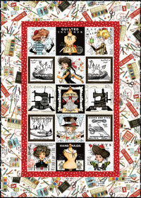 PRESALE She Who Sews–The Maker Medium Patch Panel by J. Wecker Frisch for Riley Blake Designs | Panel size 24" x 54" | PD18523-PANEL