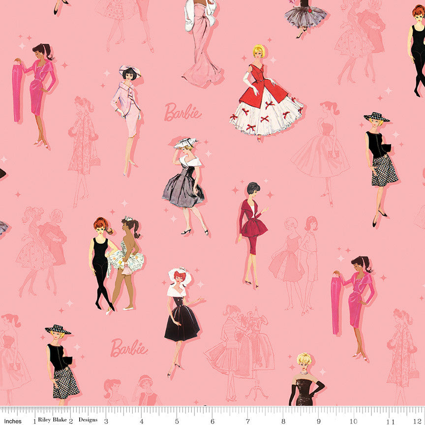 Barbie Vintage Main Pink Yardage by Riley Blake Designs | CD16890-PINK