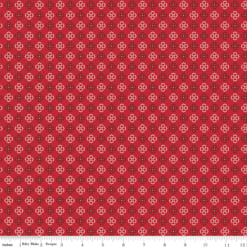 Autumn Schoolhouse Red Kerchief Yardage by Lori Holt for Riley Blake Designs | C14668 SCHOOLHOUSE