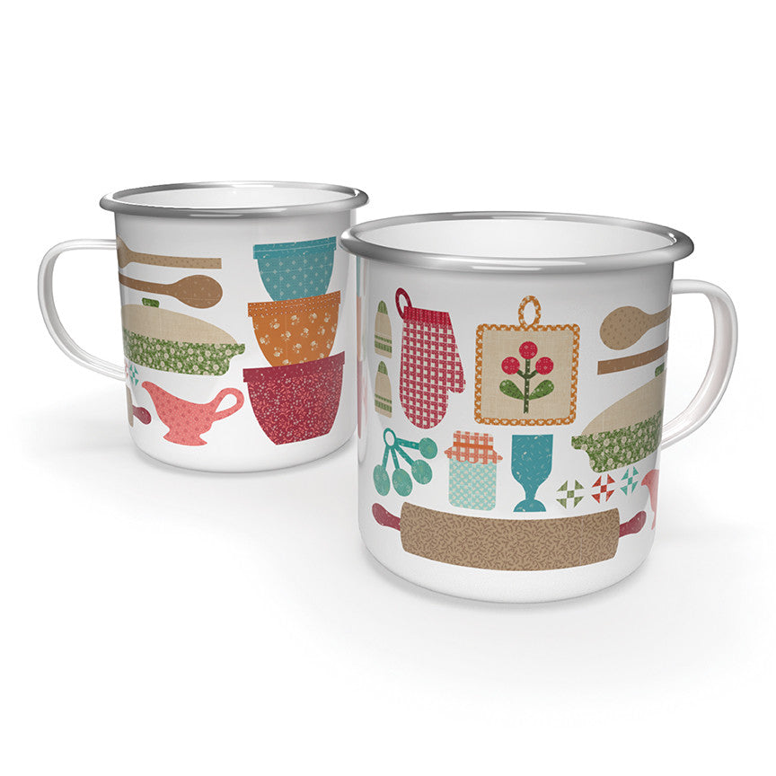 PRESALE Baked With Love Enamel Tin Mug by Lori Holt of Bee in My Bonnet | Enamel Tin Coffee Mug | ST-50213