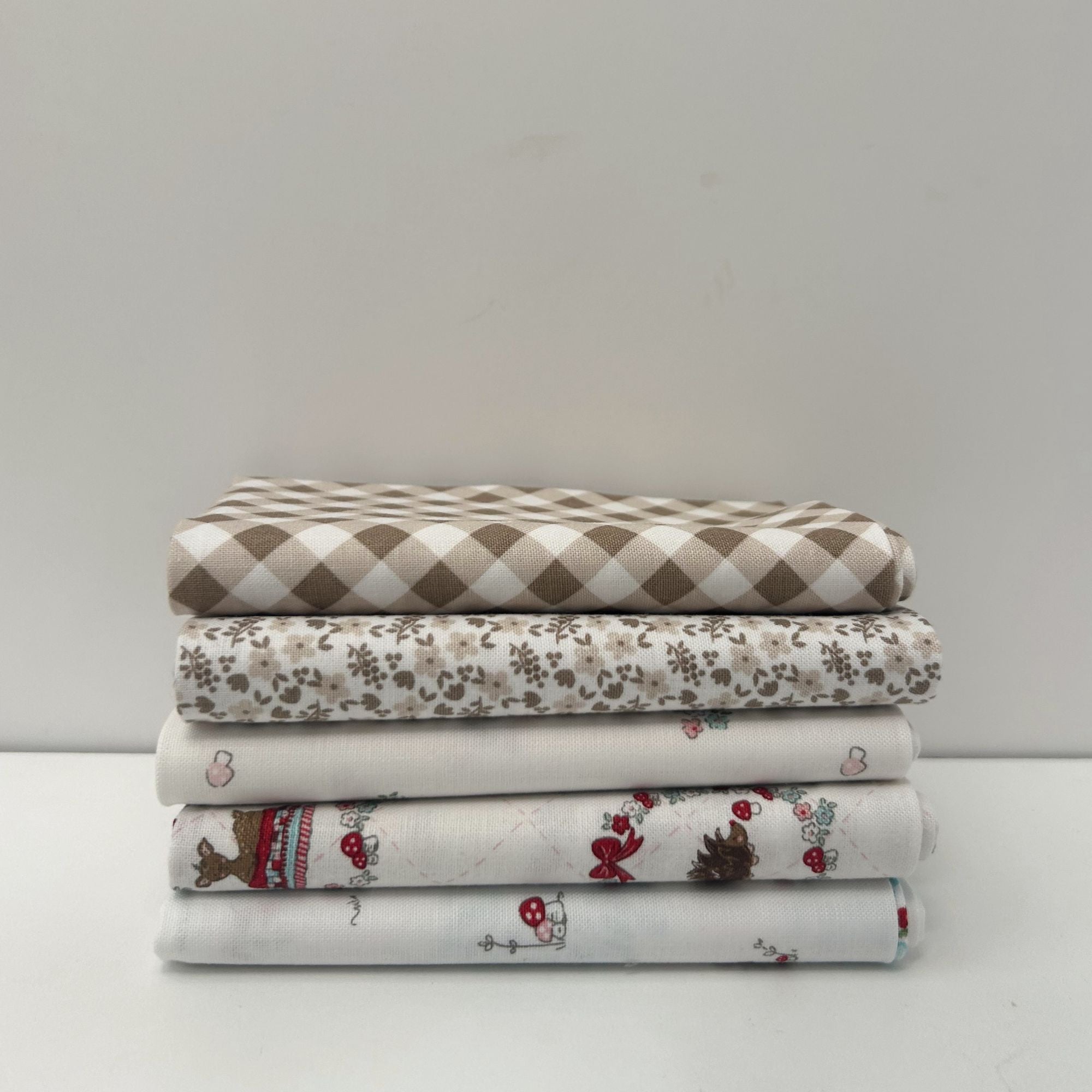 Whimsical Woodland Custom Fat Quarter Bundle White Natural by Tasha Noel for Riley Blake Designs | 5 FQs | Curated Bundle