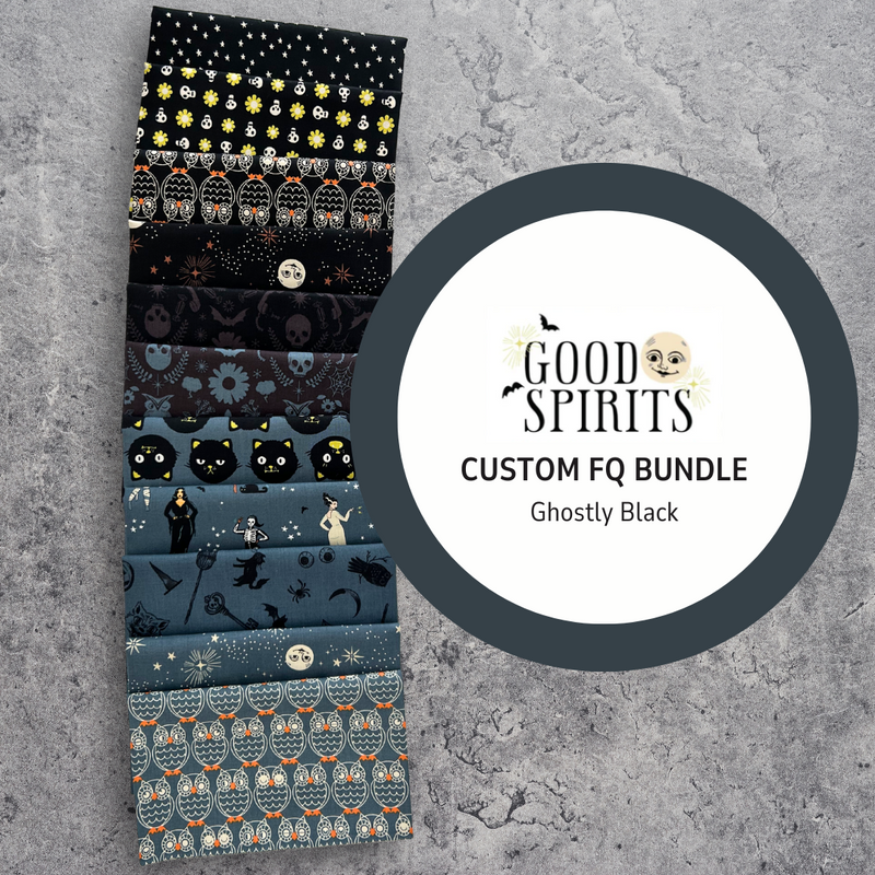 Good Spirits Custom Fat Quarter Bundle by Ruby Star Society Custom Curated Fat Quarter Bundle Black Ghostly Colorway | 11 FQs