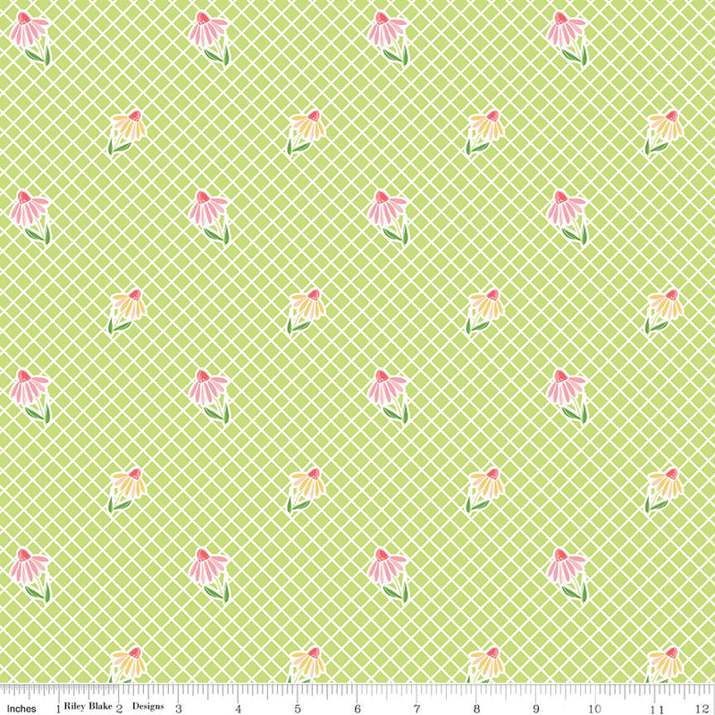 Summer Skies and Fireflies Cone Flowers Lime Yardage by Gracey Larson for Riley Blake Designs | C16372-LIME