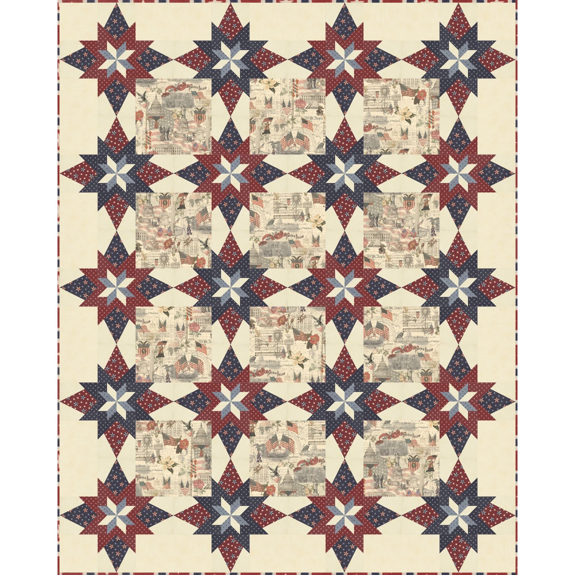 Noel Quilt Kit Boxed With 3 Sisters Favorites Patriotic by 3 Sisters and America 250 Years by Deb Strain  | KIT56180